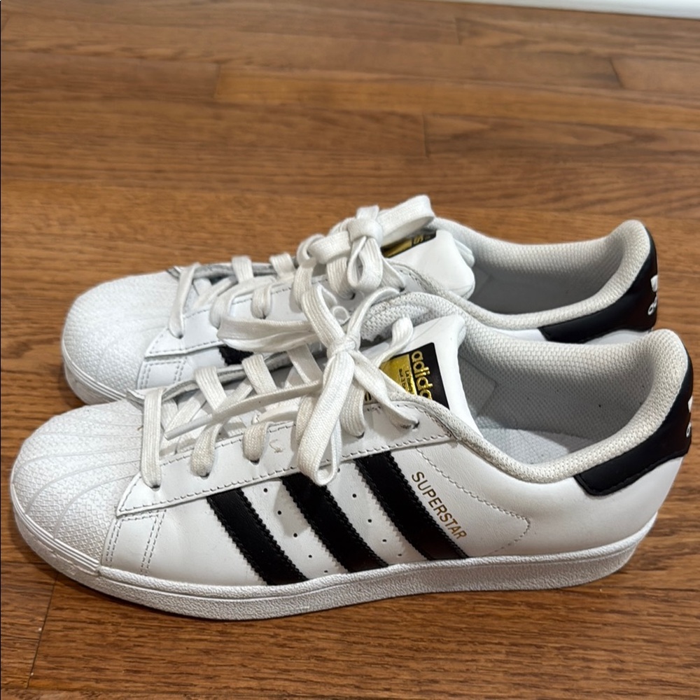 Adidas White and Black Sneakers Classic Shell Toe